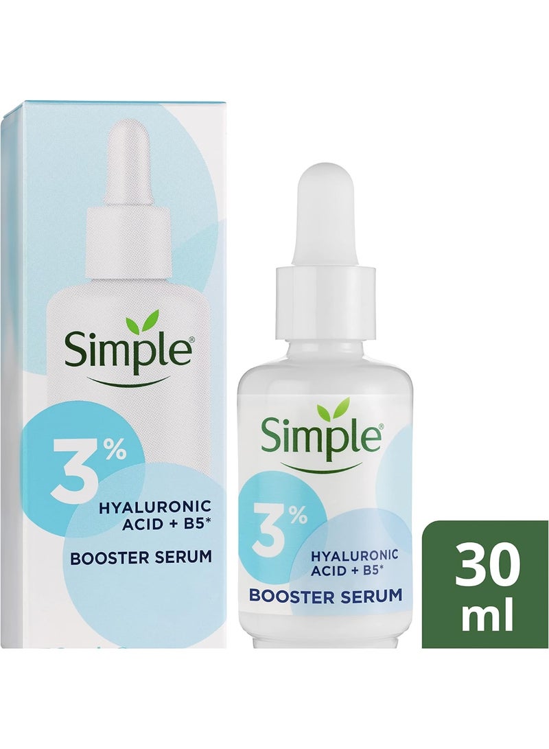 Simple 3% Hyaluronic Acid + B5* Booster Serum Serum Skin Care Suitable for All Skin Types for Hydrated, Softer Skin 30ml - Image 1